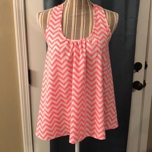 Pink and White Chiffon Tank Top